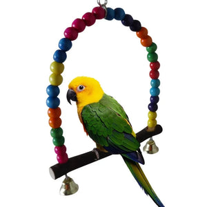 1Pc Wooden Bird Swings Toys with Hanging Bells for Cockatiels Parakeets Accessories Bird Cage Stand Parrot Perch Hanging Swing