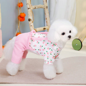 Flower Pattern Dog Jumpsuit Spring Pet Dog Clothes Printed Puppy Pajamas Soft Cat Overall Clothing Chihuahua Costume Apparel