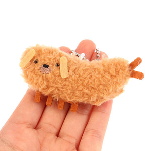 Cartoon Fried Crayfish Puppy Plush Toy Funny Dog Pendant Soft Stuffed Doll Keychain Backpack Car Bag Key Ring Decor Kid Gift 1pc