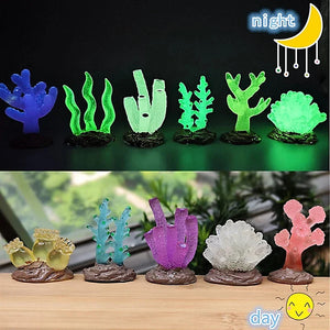 9Pcs Miniatures Luminous Fish Tank Aquarium Simulated Coral Decoration Fishes Bowls Resin Plants Ornaments Figurines Accessories