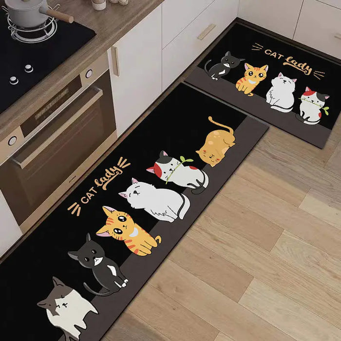 Funny Cute Cat Pattern Living Room Rugs Home Entrance Carpet Door Mat Non-Slip Hallway Bathroom Mat Kitchen Floor Mat Alfombra