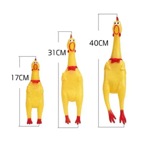 New Pet Dog Squeak Toy Screaming Chicken Squeeze Sound Dog Chew Toys Durable and Fun Yellow Rubber Exhaust Chicken 17CM 31CM