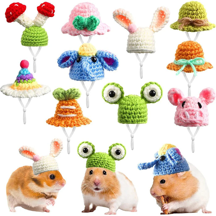 Mini Hamster Hat Small Animals Lovely Hand Knitted Hats For Lizard Guinea Pig Reptile Christmas Party Clothes Costume Pet Caps