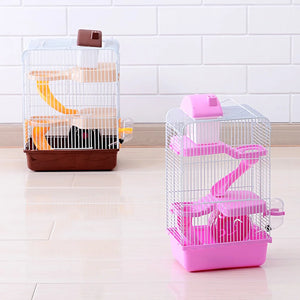 Three Layers Hamster Cage Includes Water Bottle Exercise Wheel Dish Hamster Hide- Out Small House for Pets Chinchilla Hamster