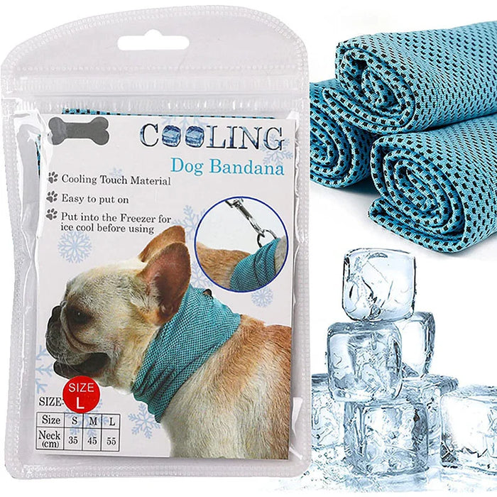 Summer Ice Dog Collar Reusable Physical Instant Cooling Bandana with Leash Hole Prevent Heat Stroke Outdoor Breathable Pet Scarf