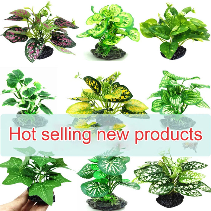 Simulated Reptile Plants for Terrarium Decor Realistic Artificial Water Plants Amphibian Habitat Snake Tortoise Tank Decoration