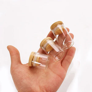 5/10/12/20/24pcs Transparent Glass Bottles Jars Vials Terrarium with Bamboo Lids for Art Crafts Wedding Favors 30*50mm 15ml