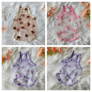 Summer Pet Thin Vest Cute Mesh Strap Daisy Vest Cat Cherry Love Camisole Two Legs Sleeveless Strap Dog Clothes Dog Cooling Vest