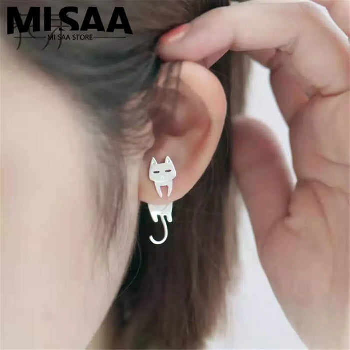 Cat Ears Beautiful All-match Exquisite Earrings Simple Beauty And Health Stud Earrings Portable Temperament Decoration Asymmetry