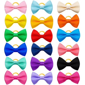 10/20/30pcs Cute Pet Dog Hair Bows Solid Grooming Bows with Rubber Band Gifts for Small Dogs Hand-made Headwear Dog Supplies