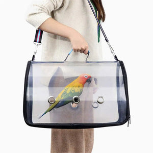 Portable Clear Bird Parrot Transport Cage Breathable Bird Carrier Travel Bag Small Pet Rabbit Guinea Pig Bird Parrot Outdoor Bag