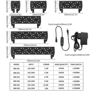 Aquarium Cooling Fan 8 Variable Speed Adjustable Wide Angle Chiller Fish Tank Fit For 15mm tank thinckness