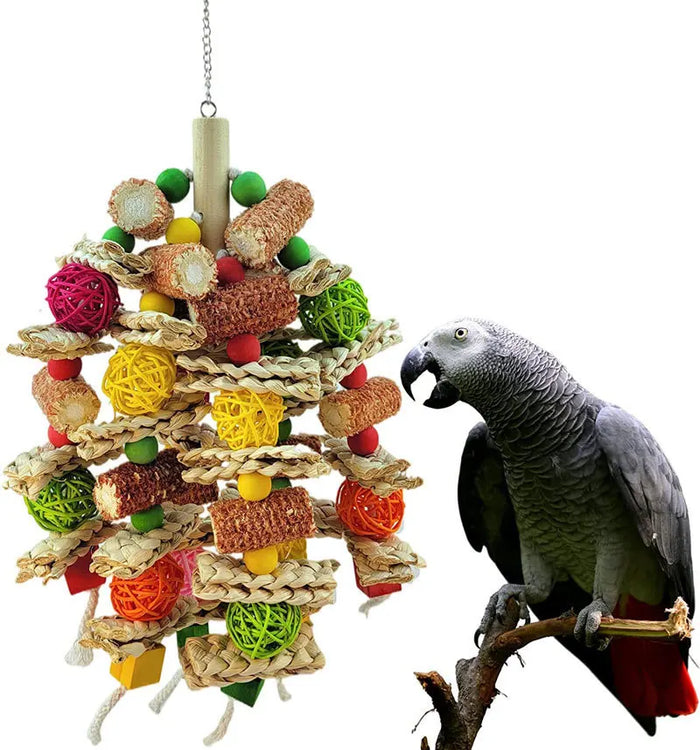 Parrot Toys Natural Corn Wood Parrot Bird Toys Love Bird Cage Funny Training Bird Toys Bite Resistant Bird Tearing Toy