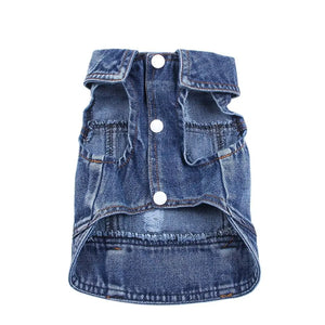 Pets Dogs Jeans Jacket 2 Holes Design Blue Denim Coat Vest Cat Puppy Spring/Autumn Clothes Apparel