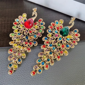 New Creative Colorful Rhinestone Peacock Brooches For Women Retro Elegant Bird Animal Clothing Brooch Pins Party Jewelry Gifts