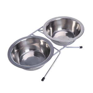 1PC Stainless Steel Double Pet Bowls Dog Cat Water Food Non Slip Feeding Station