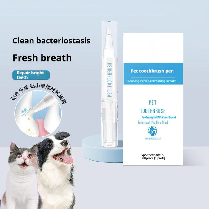 Pet Toothbrush Pen Teeth Cleaning Tool Fresh Breath Pet Toothbrush Toothpaste All-in-One Teeth Cleaning for Dogs and Cats