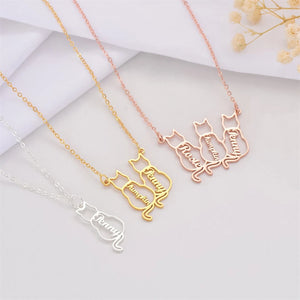 Personalized Pet Name 1-4 Cats Necklace Custom Memorials Gift Stainless Steel Choker Necklace for Women Girls Accesorios Mujer