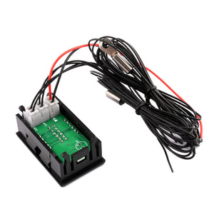 DC4-28V 5V 12V 24V LED Dual Display Temperature Gauge Sensor -50~210℃/-58~410℉ Digital Thermometer With 2 NTC Probe for Aquarium