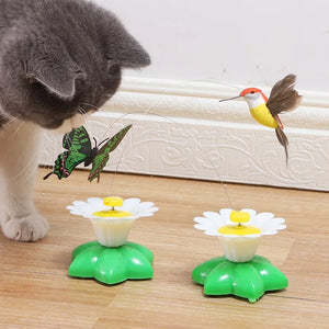 Automatic Rotating Electric Cat Toy Colorful Butterfly Bird Animal Shape Plastic Funny Kitten Pet Dog Interactive Training Toys