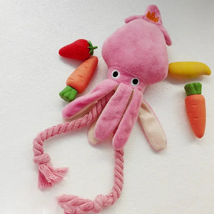 Pet Plush Toy for Small Large Dogs Cats Molar Training Squeaky Toys Octopus Shape Interactive Cotton Rope Toy Dog Accessories