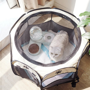 Pet Octagonal Crate Cat Crate Dog Crate Folding Maternity Crate Canine Crate Easy Operation Enclosure Outdoor Camping Pet Tent