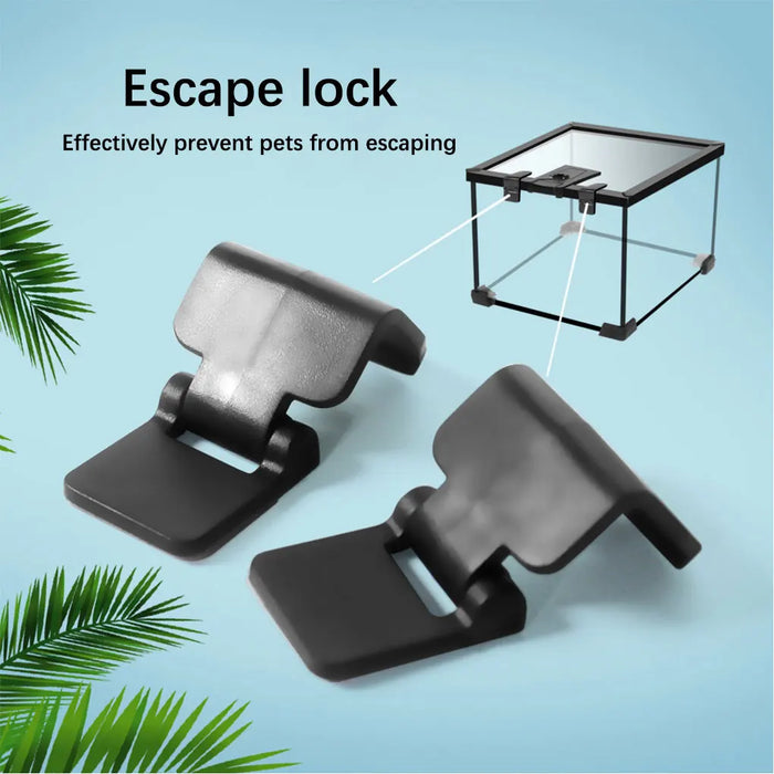 2 Pieces Anti-escape Lock Safety Screen Cover Terrarium Clip Household Accessories Reptile Supplies Buckle Design Cage Locks