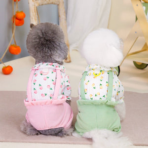 Flower Pattern Pet Dog Spring Jumpsuit Pajamas Clothes Dog Tracksuit Puppy Cat Clothing Puppy Apparel Costume