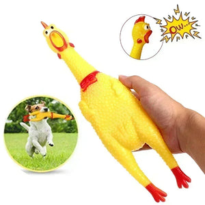 New Pet Dog Squeak Toy Screaming Chicken Squeeze Sound Dog Chew Toys Durable and Fun Yellow Rubber Exhaust Chicken 17CM 31CM