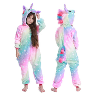 Kigurumi Cat Onesie Kids Unicorn Pajamas For Children Animal Cartoon Blanket Sleepers Baby Costume Winter Boy Girl Jumspuit