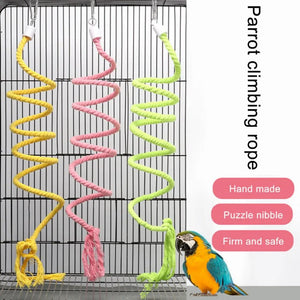 Bird Molar Toy Durable Cotton Rope Multi-color Pet Parrot Standing Perches for Cockatiel Parrot Cage Toy Pet Bird Toy