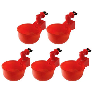 5pcs Automatic Chicken Watering Cups Plastic Poultry Waterer Cups Hanging Backyards Poultry Coop Feeder Water Drinking Cups