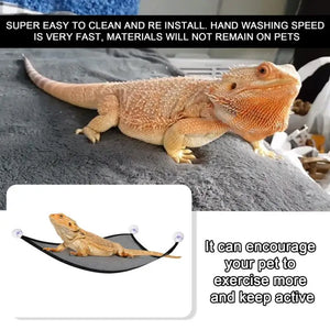 2 Pack Bearded Dragon Hammock Lizard Lounger Ladder Hanging Bed Accessories Reptile Habitat Terrarium Decoration For Be