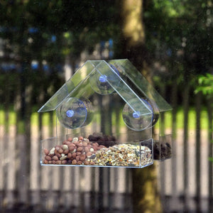 Bird Feeder Acrylic Transparent Window Bird Feeder Tray Bird House Pet Feeder Suction Cup Installation House Type Feeder