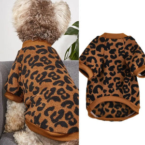 Puppy Pullover Dogs Pet Sweater Winter Leopard Print French Bulldog Winter Warm Sweater Pet Apparel Dog Clothing