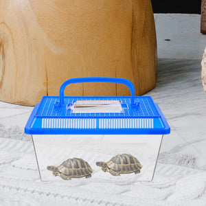 Box Reptile Tank Breeding Travel Turtle Carrier Feeding Cage Plastic Carrier Habitat Lizard Gecko Tortoise Terrarium Lid