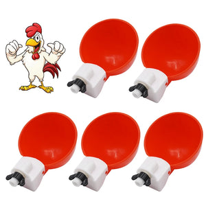 Chicken Drinking Cups, Automatic Farm Poultry Goose Duck Waterer Drinking Bowls, Plastic Water Dispenser Feeder Equipment 5 Pcs