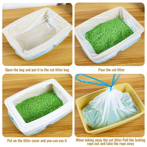 Litter Pan Box Liners Thickened Durable PE Material Medium Extra Large Drawstring Waste Bags for Pets Leak Proof