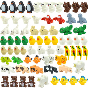 MOC City Animal Brick Building Blocks Creative Pet Zoo Dog Duck Tortoise Penguin Cat Pig Eggs Bird Rabbit DIY Model Toys For Kid