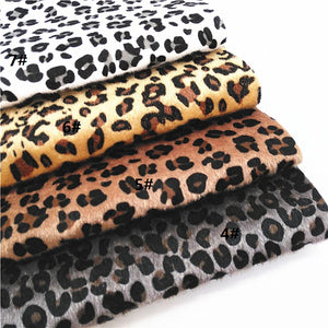 Immitation Horse Hair Leather Sheets Leopard Custom Leather Fabric with Kintted Backing Fabric for DIY Bows Bags Craft W238