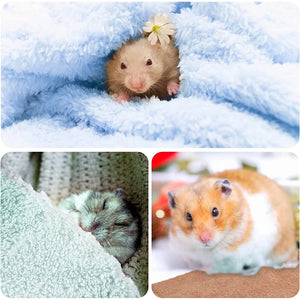 2Pcs Rabbits Soft Blankets Guinea Pig Hamster Fleece Cage Liners Small Pets Items Bedding Mat Bathe Towels Hamster Accessories