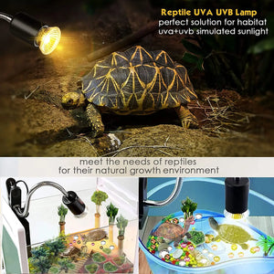 Reptile Heat Lamp with Halogen 50W Adjustable Gooseneck Tortoise Reptile Light Aquarium Basking Lamp for Lizard Snake Terrarium