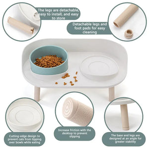 Cat Double Bowls Feeder Adjustable Height Pet Cats Drinker Water Bowl Elevated Feeding Kitten Supplies Food Feeders Dogs Dish