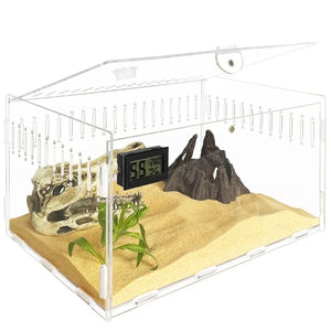 P82D Insect Feeding Box Clear Container Acrylic Terrariums for Spiders Small Snake Reptiles Carriers Easy to Assemble