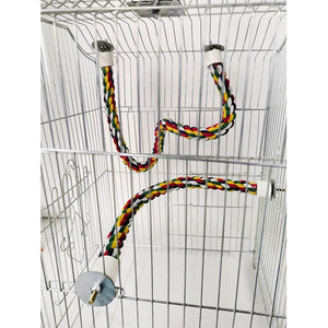 Parrot Bird Standing Toys Cotton Rope Colorful Toy Chew Perches  For Bird Cage Cotton Rope Bird Accessories