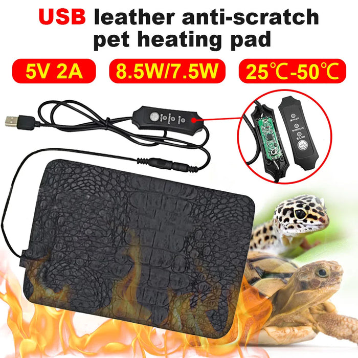 Pet Heating Pad Terrarium Reptile Heat Mat Heater 3 Gear Adjustable Temperature Controller Incubator Mat USB Electric Blanket