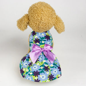 Summer Bow Design Pet Apparel Dog Cat Dress Puppy Skirt Dog Clothes For Small Dogs Dresses Floral Princess Sleeveless Skirts