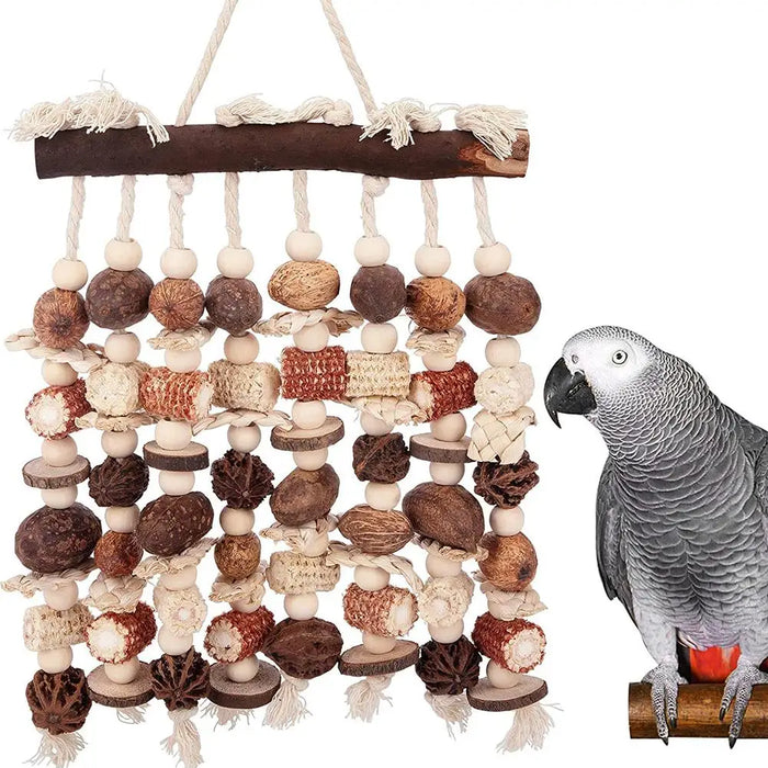 Large Parrot Bird Toys Natural Wooden Bird Chewing Tearing Toy for Cokatoos ,African Grey Macaws and Large Medium Parrot Birds