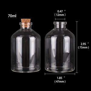 2 Pieces 70ml Transparent Glass Bottles with Cork Stopper Glass Terrarium Jars Vials for Wedding Favors DIY Craft Gift