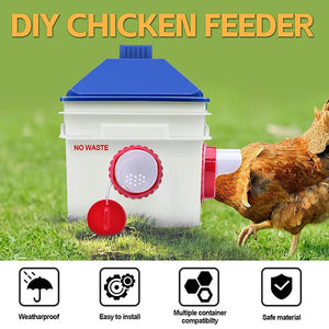2023 Upgrade DIY Chicken Feeder Poultry Feed Kit Waterproof Mouseproof Hen Feeders For Buckets Barrels Bins Troughs No Waste